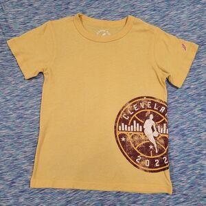 League Kids Size Small Kids Yellow T-Shirt with Cleveland Graphic